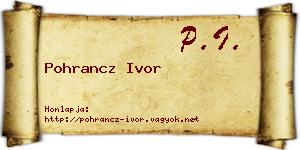 Pohrancz Ivor névjegykártya